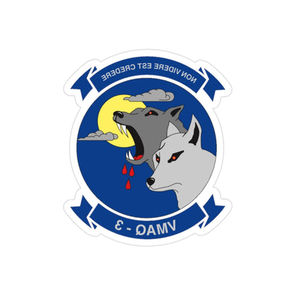 VMAQ 3 Marine Tactical Electronic Warfare Squadron 3 (USMC) REVERSE PRINT Transparent STICKER-2" × 2"-The Sticker Space