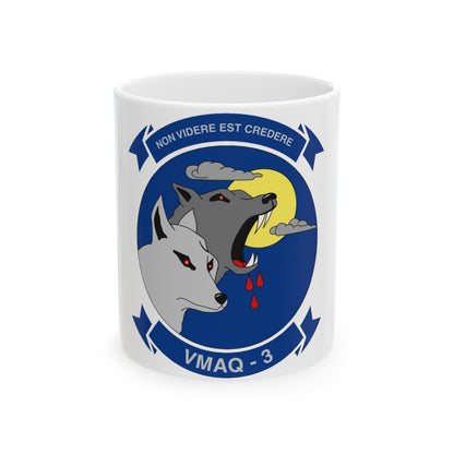 VMAQ 3 Marine Tactical Electronic Warfare Squadron 3 (USMC) White Coffee Mug-11oz-The Sticker Space