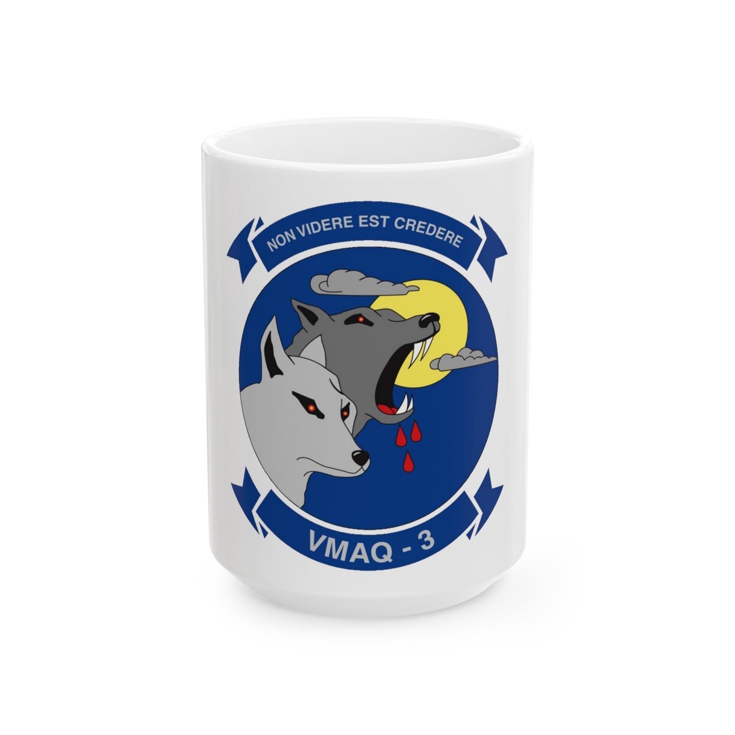 VMAQ 3 Marine Tactical Electronic Warfare Squadron 3 (USMC) White Coffee Mug-15oz-The Sticker Space