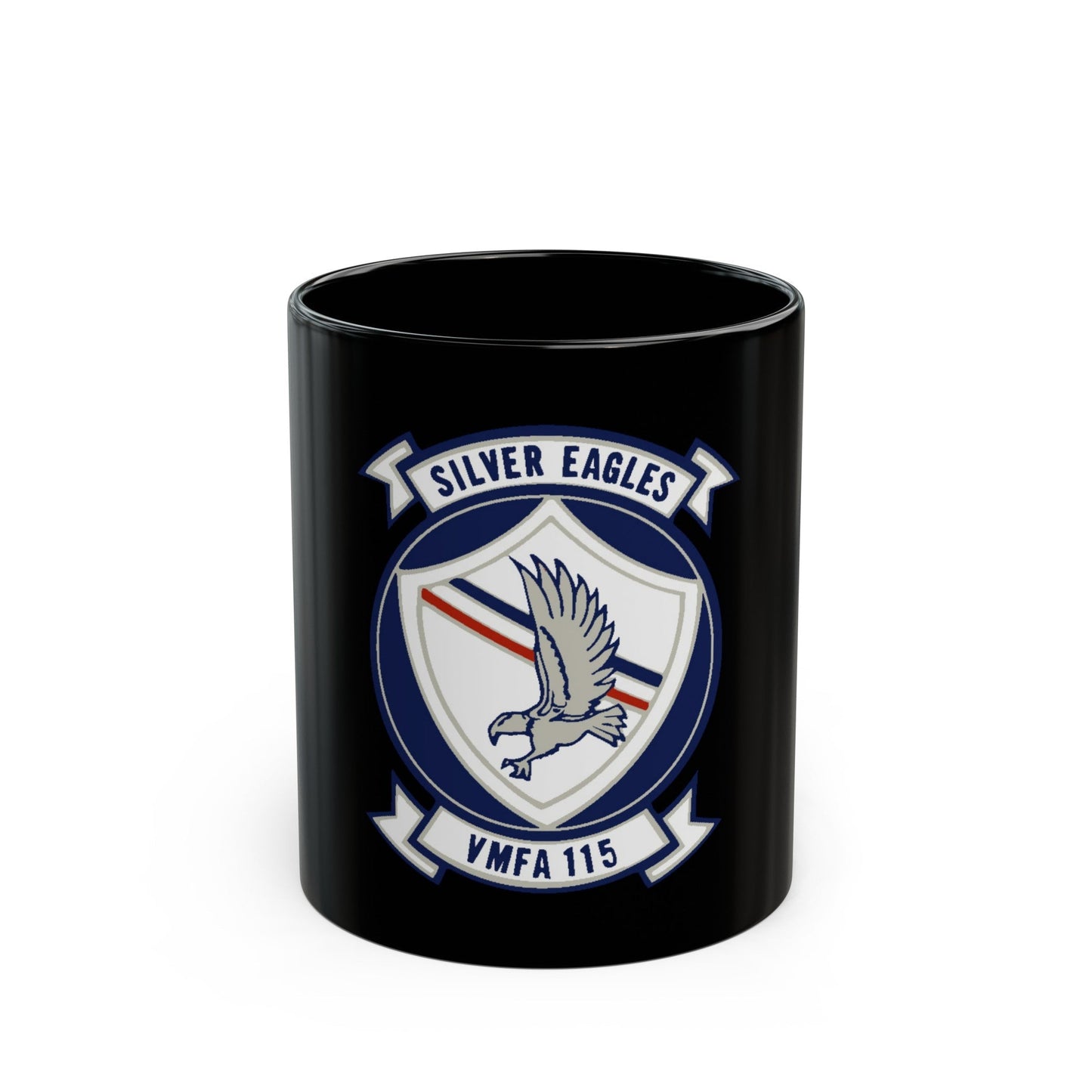 VMFA 115 Silver Eagles (USMC) Black Coffee Mug-11oz-The Sticker Space