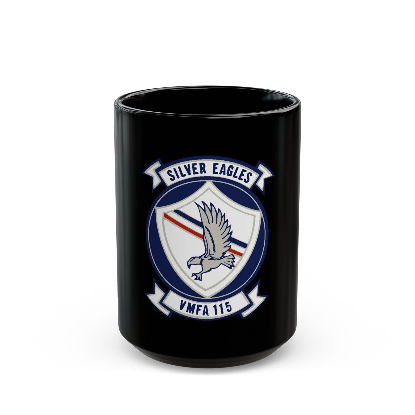 VMFA 115 Silver Eagles (USMC) Black Coffee Mug-15oz-The Sticker Space