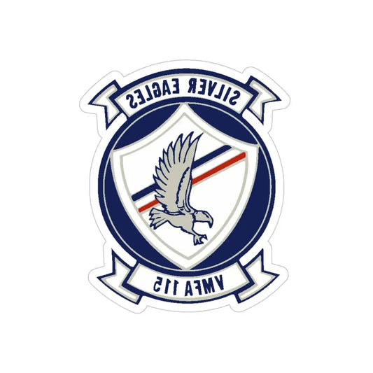 VMFA 115 Silver Eagles (USMC) REVERSE PRINT Transparent Die-Cut STICKER 6 Inch Die-Cut Transparent - The Sticker Space