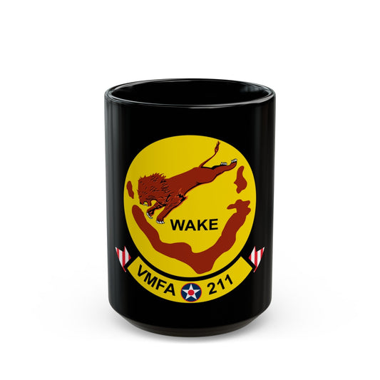 VMFA 211 Wake Island (USMC) Black Coffee Mug-15oz-The Sticker Space