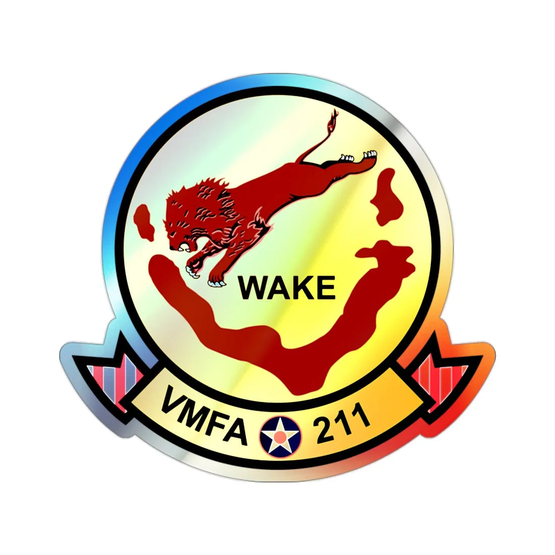 VMFA 211 Wake Island (USMC) Holographic STICKER Die-Cut Vinyl Decal 2 Inch Holographic - The Sticker Space