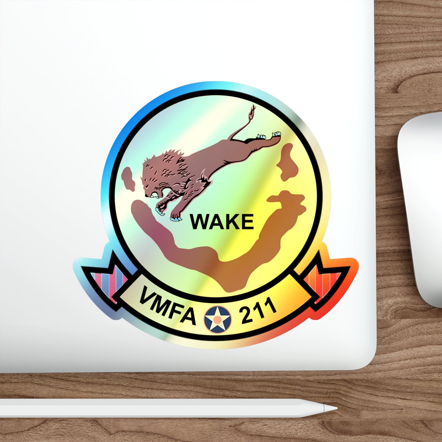 VMFA 211 Wake Island (USMC) Holographic STICKER Die-Cut Vinyl Decal-The Sticker Space