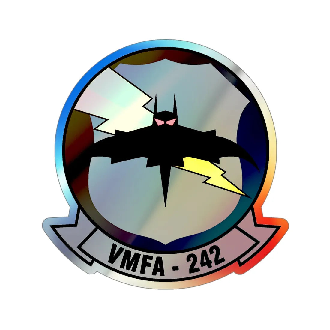 VMFA 242 (USMC) Holographic STICKER Die-Cut Vinyl Decal 4 Inch Holographic - The Sticker Space