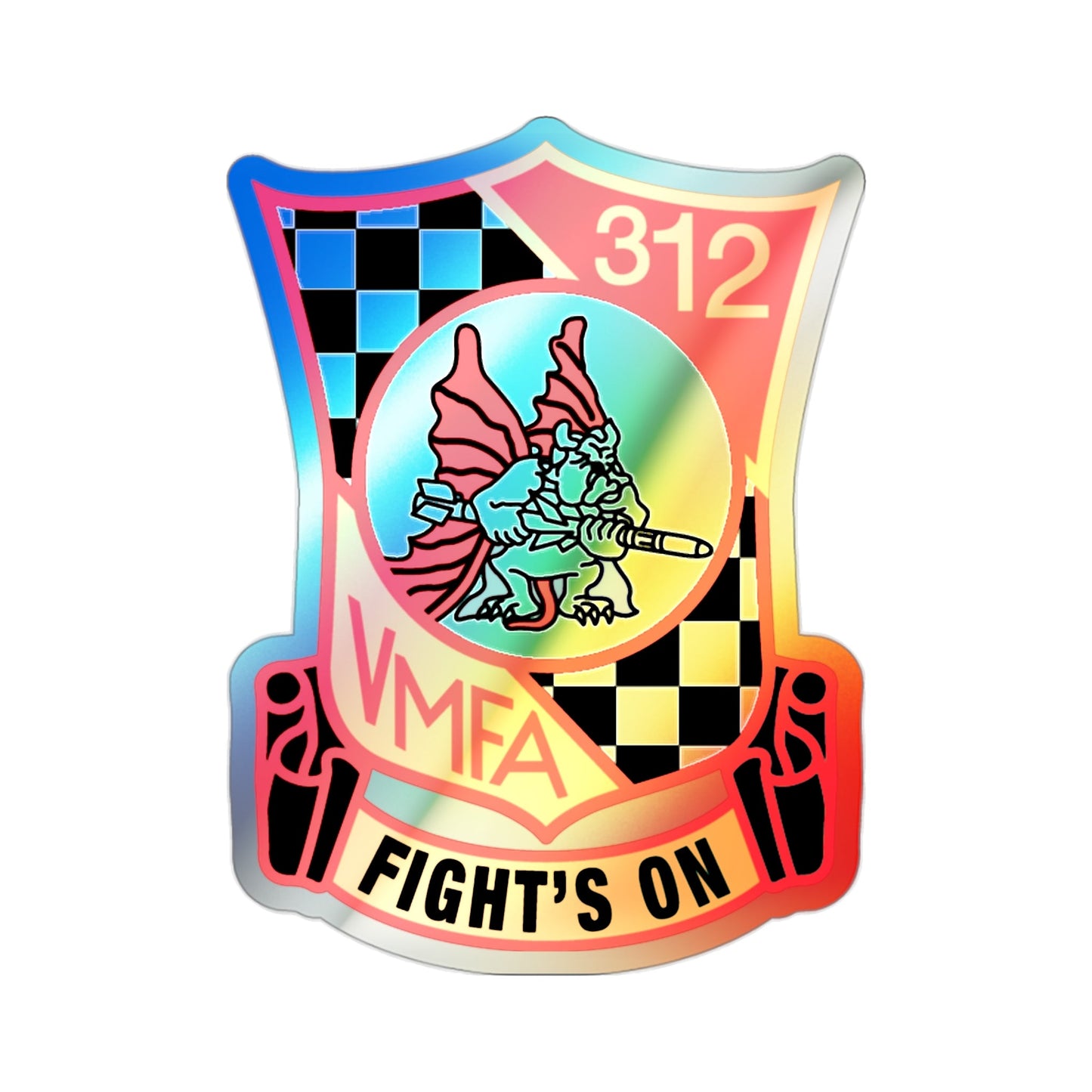 VMFA 312 Fight's On (USMC) Holographic STICKER Die-Cut Vinyl Decal-2 Inch-The Sticker Space