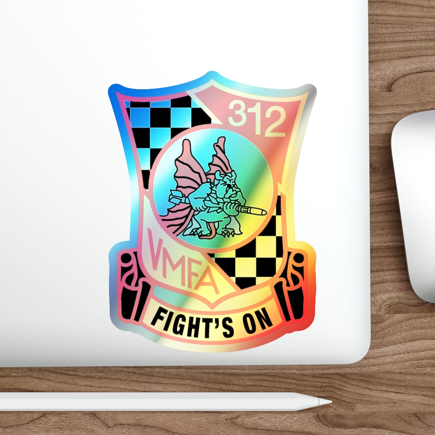 VMFA 312 Fight's On (USMC) Holographic STICKER Die-Cut Vinyl Decal-The Sticker Space