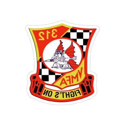 VMFA 312 Marine Fighter Attack Squadron 312 (USMC) REVERSE PRINT Transparent Die-Cut STICKER 5 Inch Die-Cut Transparent - The Sticker Space