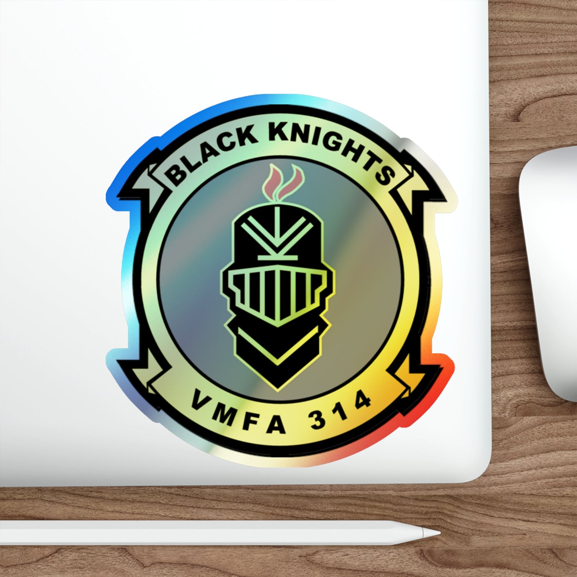 VMFA 314 Marine Fighter Attack Squadron 314 Black Knights (USMC) Holographic STICKER Die-Cut Vinyl Decal-The Sticker Space