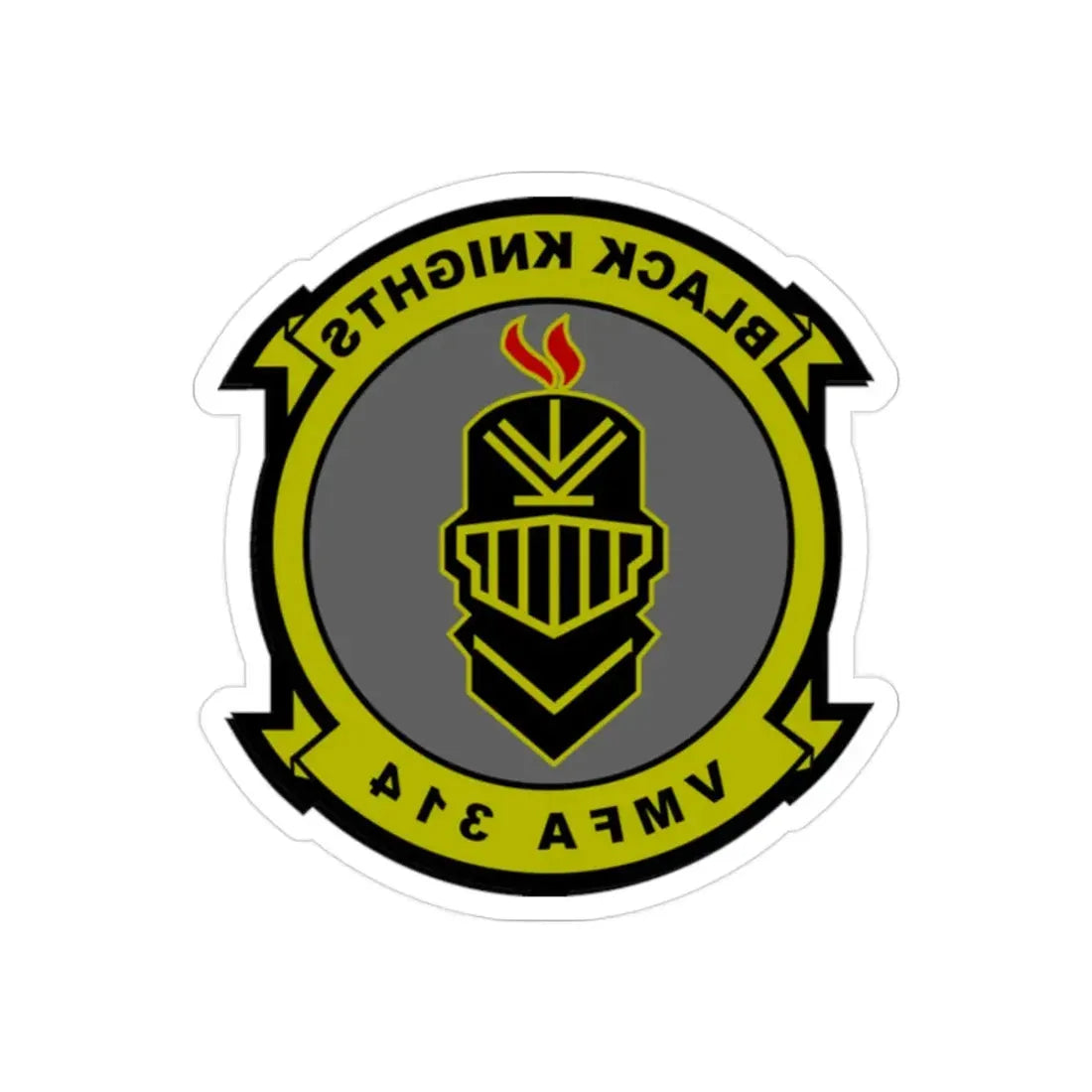 VMFA 314 Marine Fighter Attack Squadron 314 Black Knights (USMC) REVERSE PRINT Transparent Die-Cut STICKER 2 Inch Die-Cut Transparent - The Sticker Space