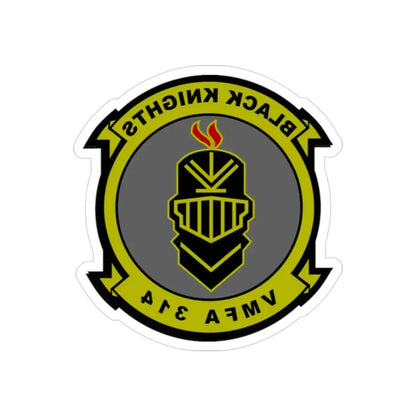 VMFA 314 Marine Fighter Attack Squadron 314 Black Knights (USMC) REVERSE PRINT Transparent Die-Cut STICKER 2 Inch Die-Cut Transparent - The Sticker Space