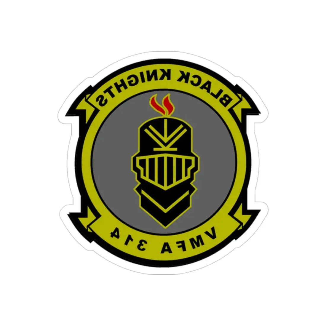 VMFA 314 Marine Fighter Attack Squadron 314 Black Knights (USMC) REVERSE PRINT Transparent Die-Cut STICKER 3 Inch Die-Cut Transparent - The Sticker Space