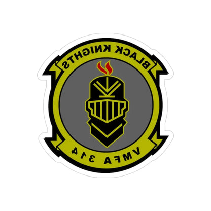 VMFA 314 Marine Fighter Attack Squadron 314 Black Knights (USMC) REVERSE PRINT Transparent Die-Cut STICKER 3 Inch Die-Cut Transparent - The Sticker Space