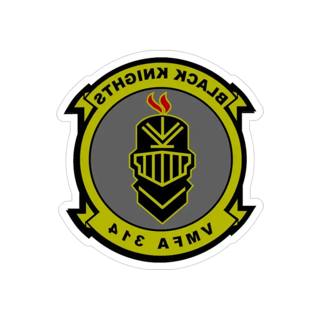 VMFA 314 Marine Fighter Attack Squadron 314 Black Knights (USMC) REVERSE PRINT Transparent Die-Cut STICKER 4 Inch Die-Cut Transparent - The Sticker Space