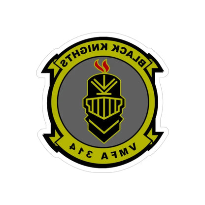 VMFA 314 Marine Fighter Attack Squadron 314 Black Knights (USMC) REVERSE PRINT Transparent Die-Cut STICKER 4 Inch Die-Cut Transparent - The Sticker Space
