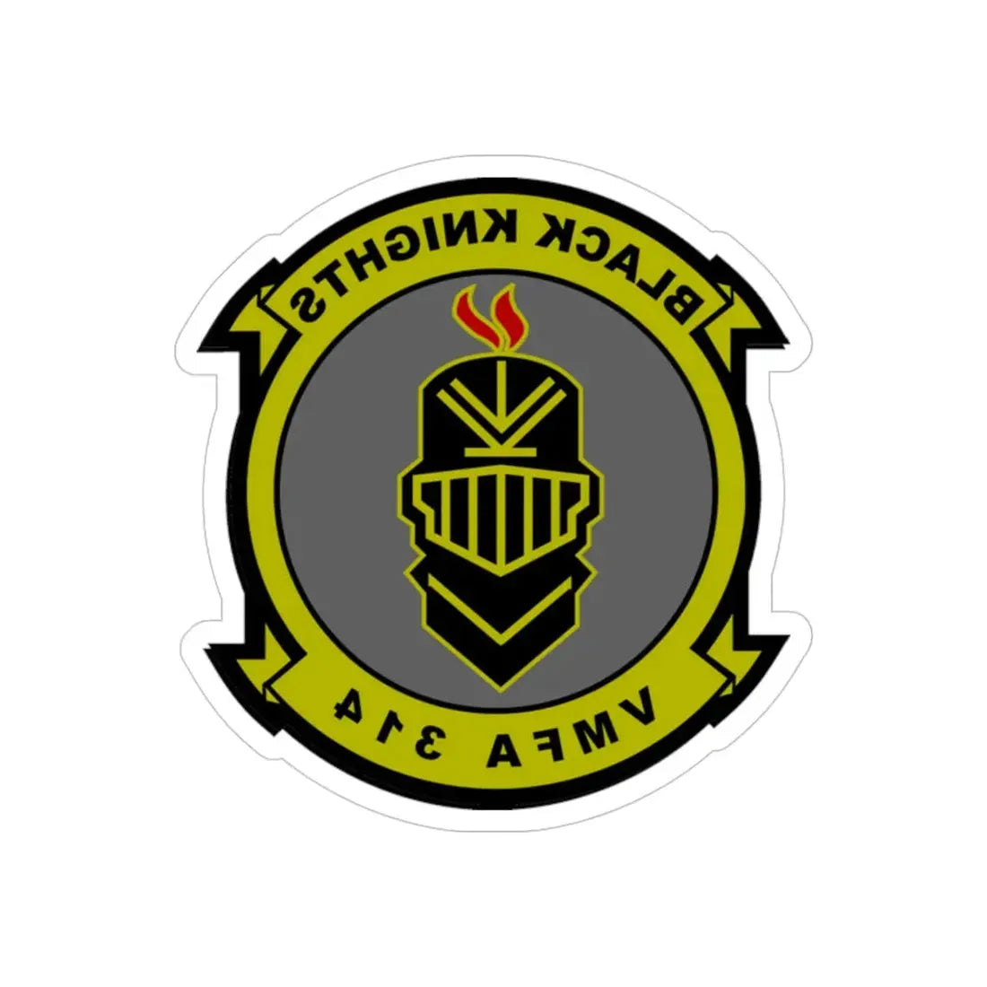 VMFA 314 Marine Fighter Attack Squadron 314 Black Knights (USMC) REVERSE PRINT Transparent Die-Cut STICKER 5 Inch Die-Cut Transparent - The Sticker Space
