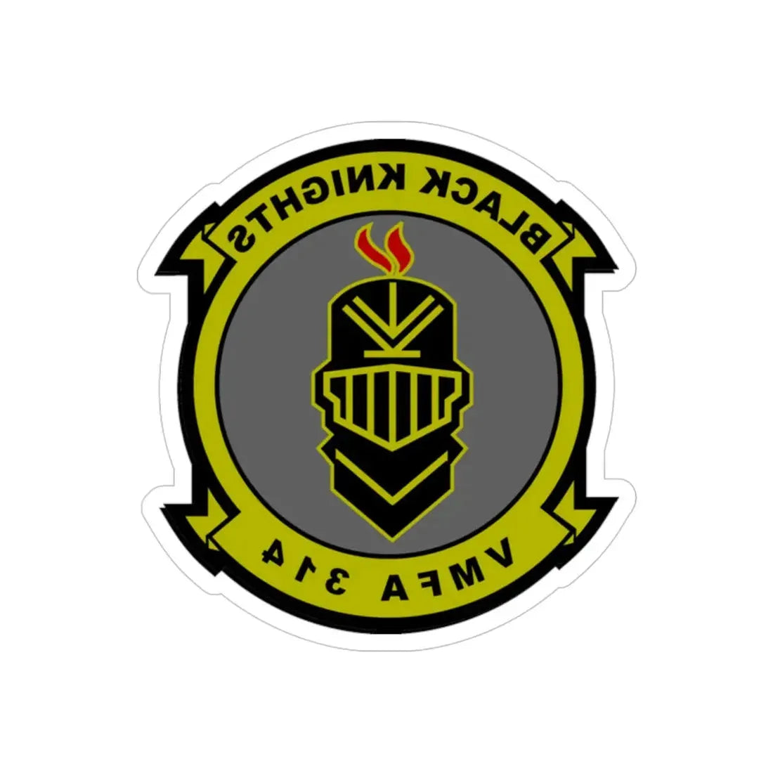VMFA 314 Marine Fighter Attack Squadron 314 Black Knights (USMC) REVERSE PRINT Transparent Die-Cut STICKER 6 Inch Die-Cut Transparent - The Sticker Space
