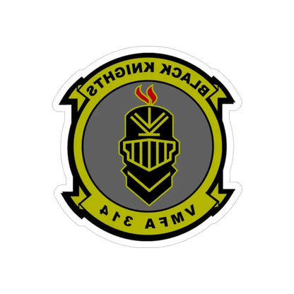 VMFA 314 Marine Fighter Attack Squadron 314 Black Knights (USMC) REVERSE PRINT Transparent Die-Cut STICKER 6 Inch Die-Cut Transparent - The Sticker Space