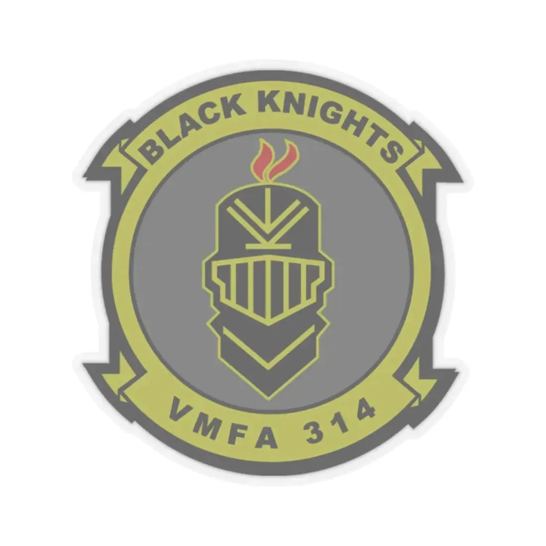 VMFA 314 Marine Fighter Attack Squadron 314 Black Knights (USMC) STICKER Vinyl Kiss-Cut Decal 6 Inch Transparent - The Sticker Space