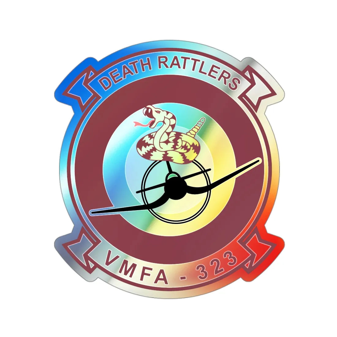 VMFA 323 Death Rattlers (USMC) Holographic STICKER Die-Cut Vinyl Decal 3 Inch Holographic - The Sticker Space