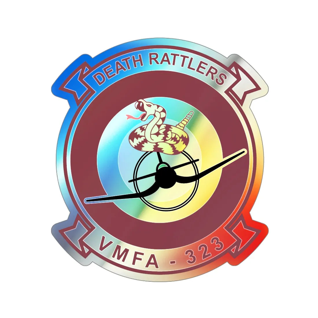 VMFA 323 Death Rattlers (USMC) Holographic STICKER Die-Cut Vinyl Decal 4 Inch Holographic - The Sticker Space