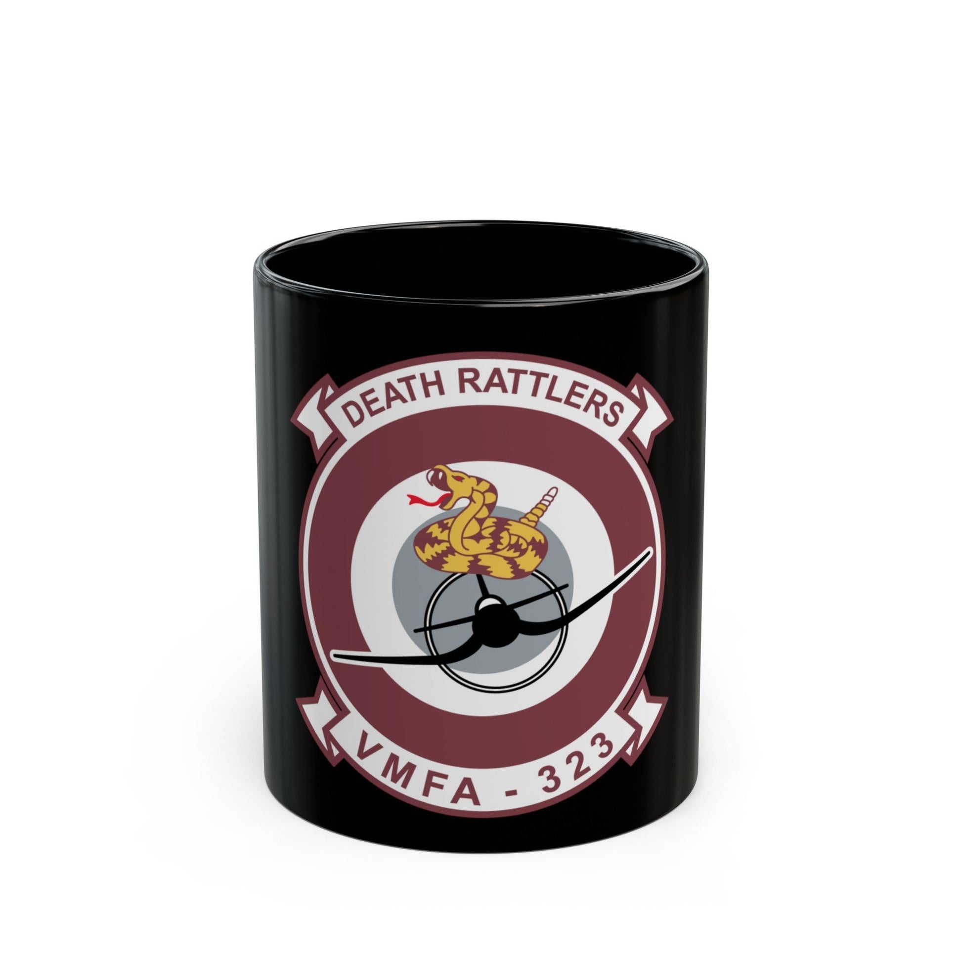 VMFA 323 Death Rattles (USMC) Black Coffee Mug-11oz-The Sticker Space