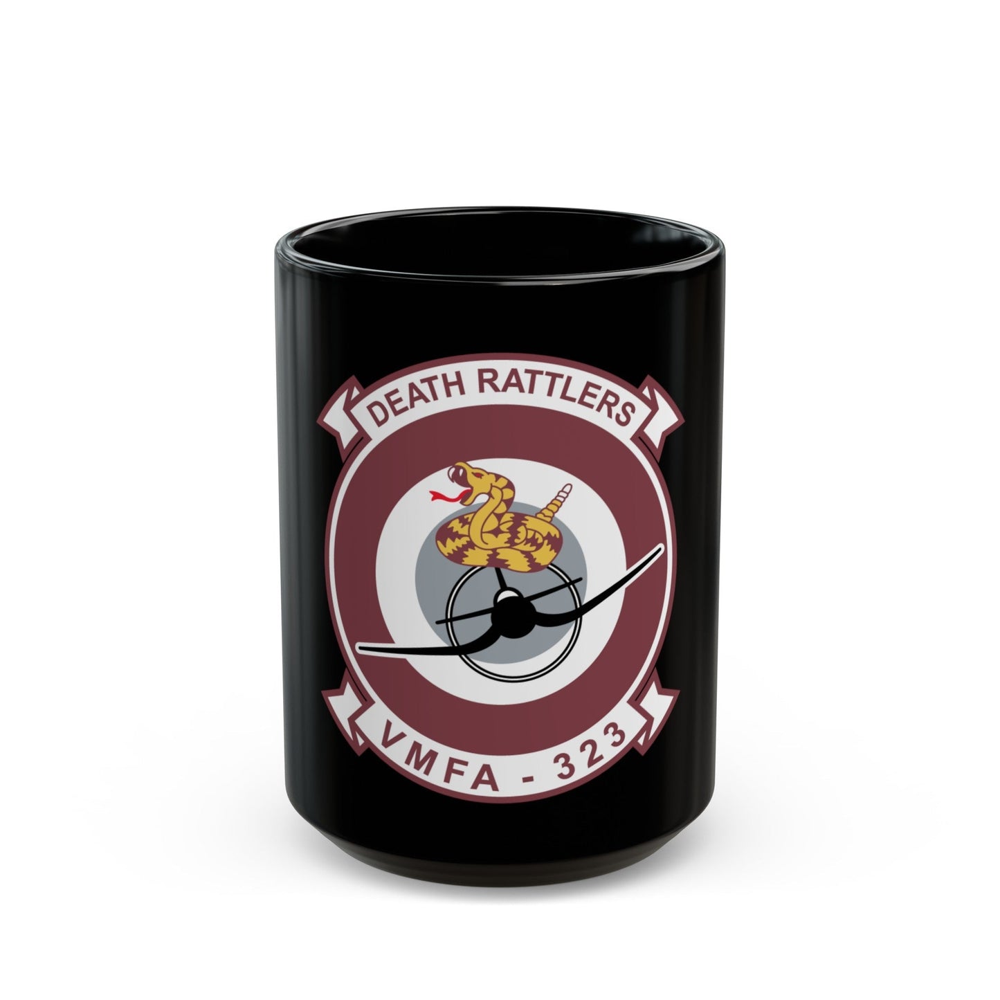 VMFA 323 Death Rattles (USMC) Black Coffee Mug-15oz-The Sticker Space