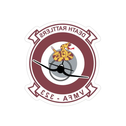VMFA 323 Death Rattles (USMC) REVERSE PRINT Transparent Die-Cut STICKER 2 Inch Die-Cut Transparent - The Sticker Space