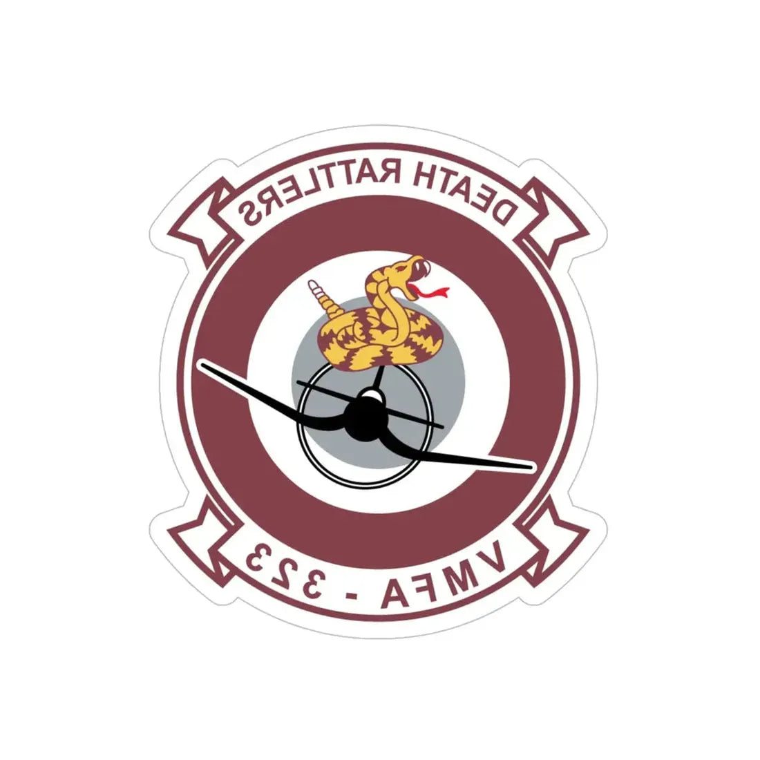 VMFA 323 Death Rattles (USMC) REVERSE PRINT Transparent Die-Cut STICKER 5 Inch Die-Cut Transparent - The Sticker Space