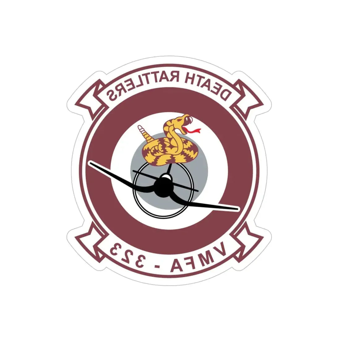 VMFA 323 Death Rattles (USMC) REVERSE PRINT Transparent Die-Cut STICKER 6 Inch Die-Cut Transparent - The Sticker Space