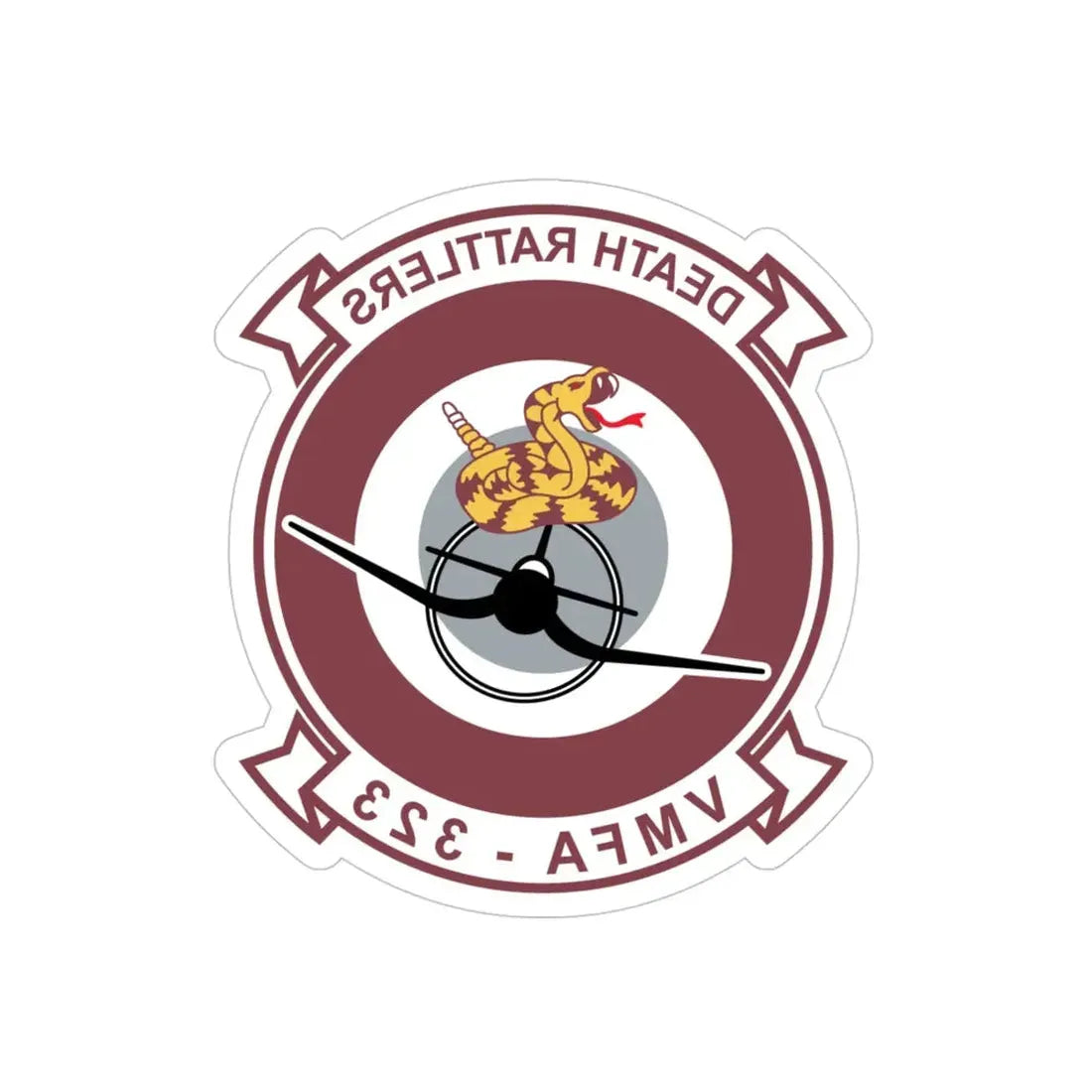 VMFA 323 Death Rattles (USMC) REVERSE PRINT Transparent Die-Cut STICKER - The Sticker Space