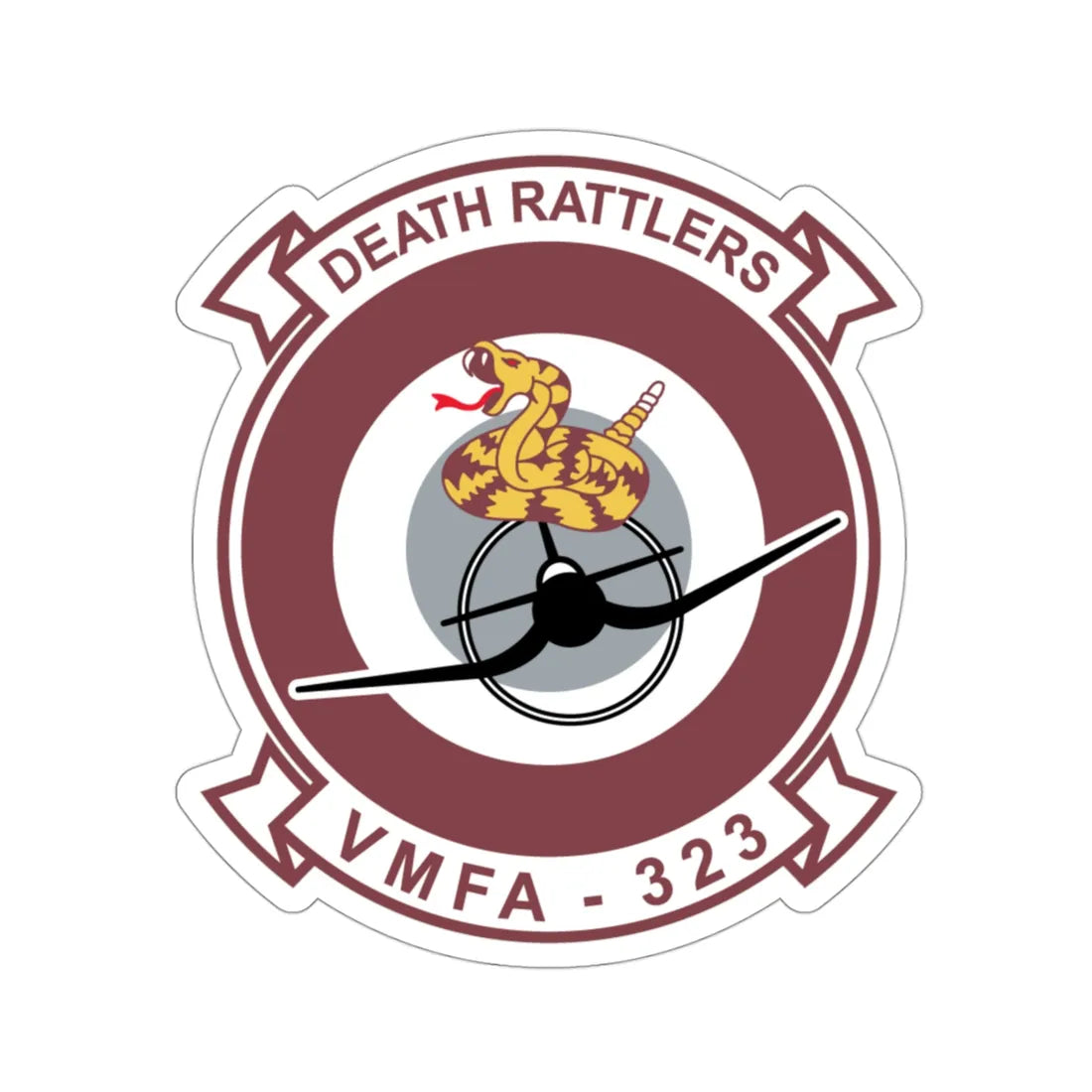 VMFA 323 Death Rattles (USMC) STICKER Vinyl Die-Cut Decal 3 Inch - The Sticker Space
