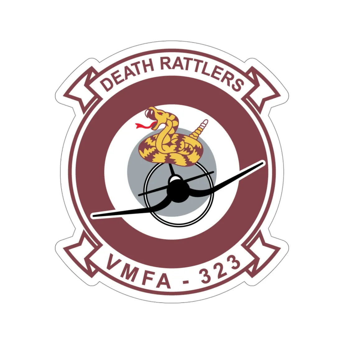 VMFA 323 Death Rattles (USMC) STICKER Vinyl Die-Cut Decal 4 Inch - The Sticker Space