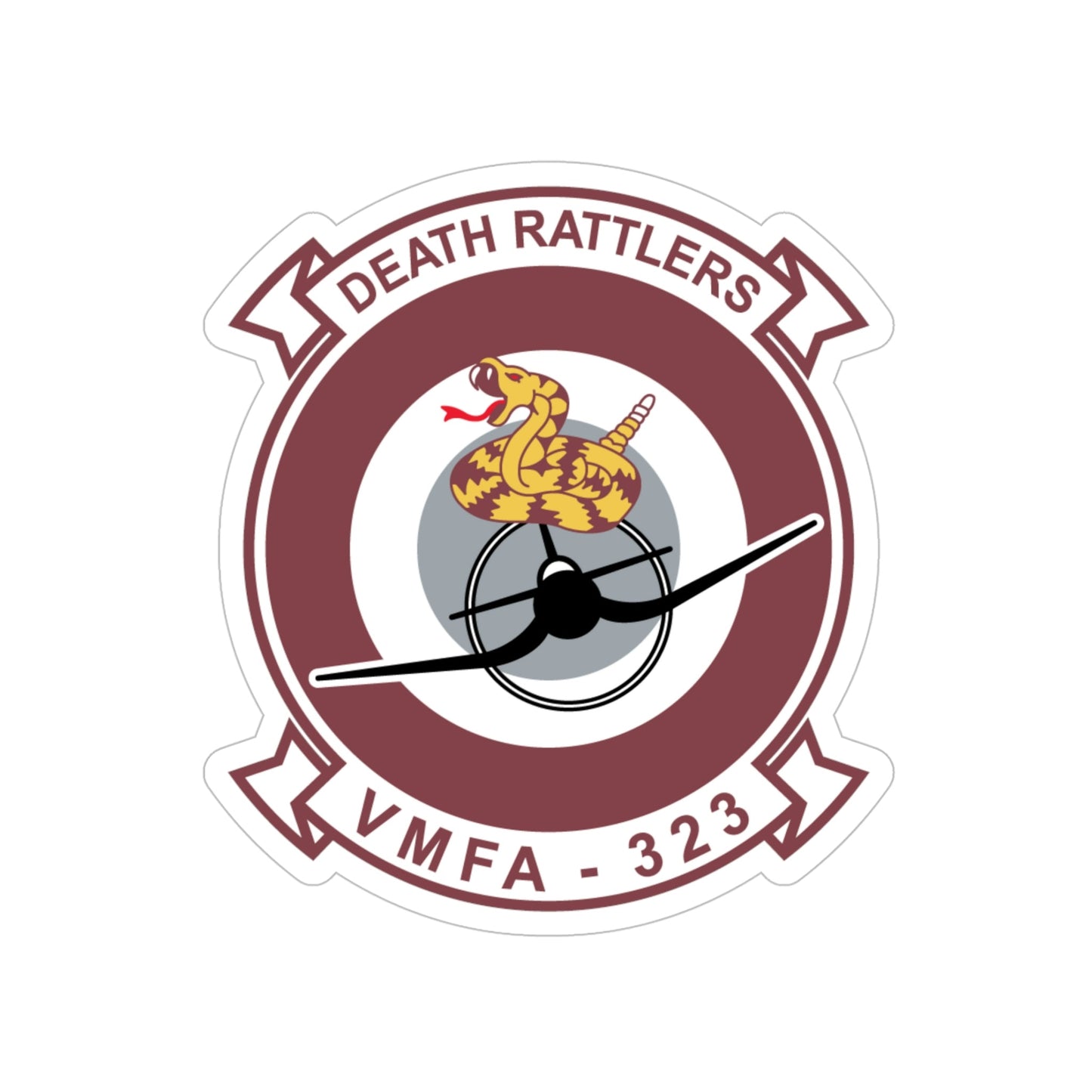 VMFA 323 Death Rattles (USMC) Transparent STICKER Die-Cut Vinyl Decal-5 Inch-The Sticker Space