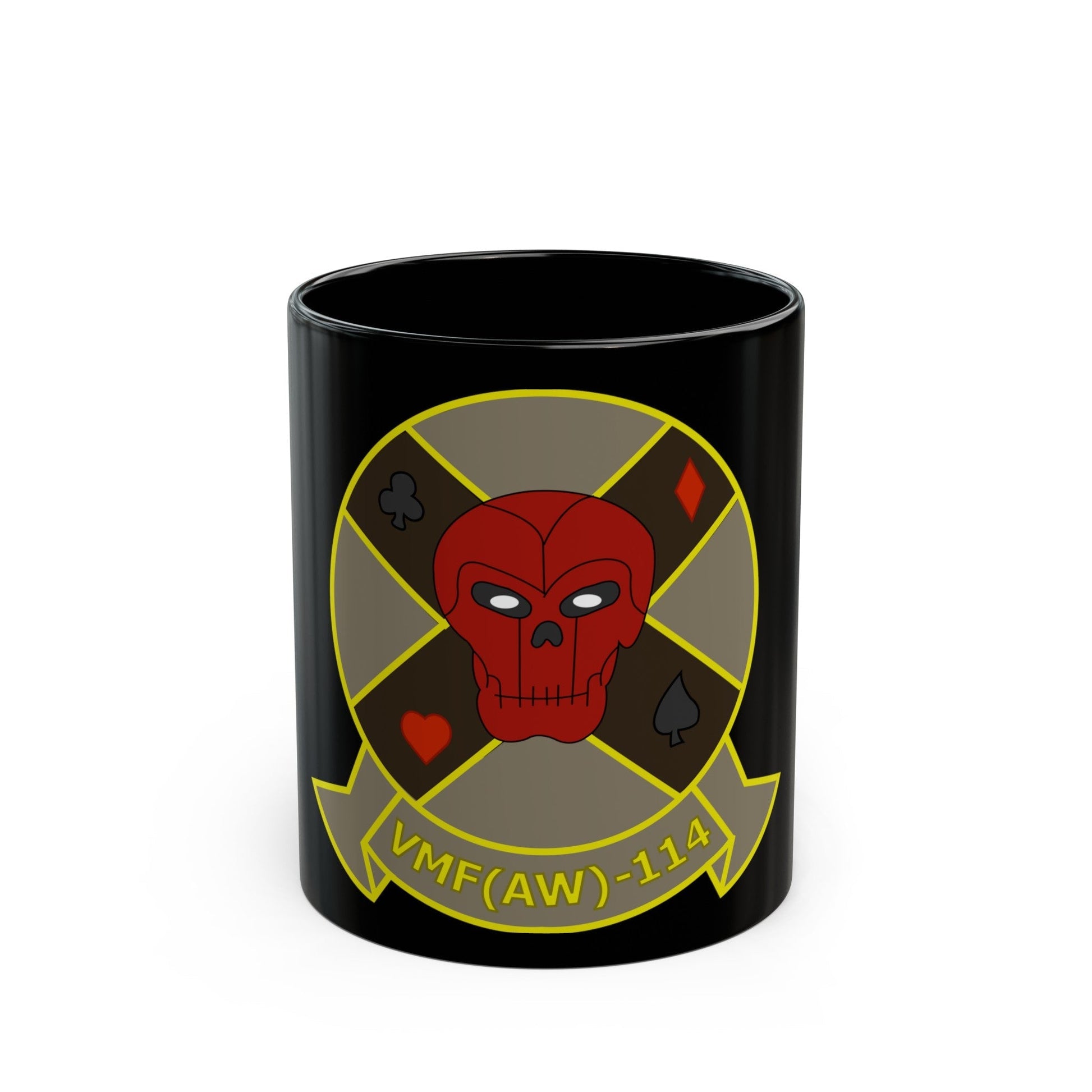 VMFAW 114 Death Dealers (USMC) Black Coffee Mug-11oz-The Sticker Space