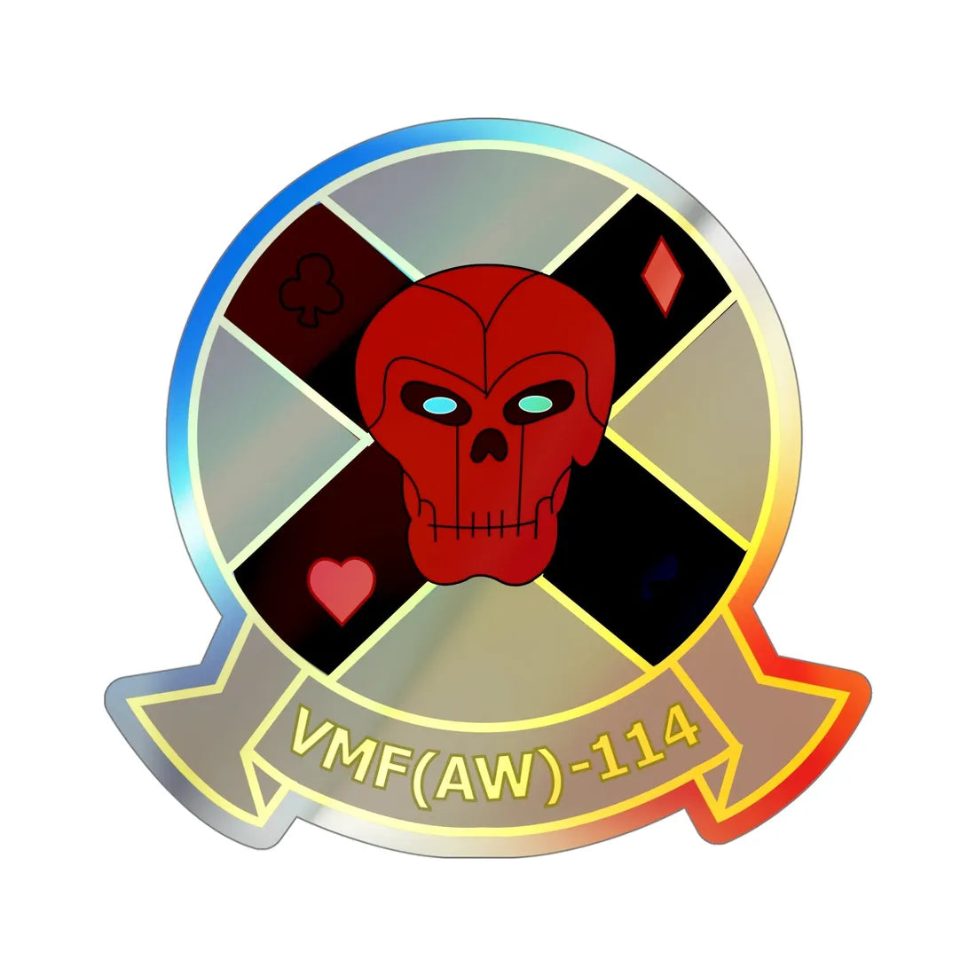 VMFAW 114 Death Dealers (USMC) Holographic STICKER Die-Cut Vinyl Decal 5 Inch Holographic - The Sticker Space