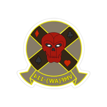 VMFAW 114 Death Dealers (USMC) REVERSE PRINT Transparent Die-Cut STICKER - The Sticker Space