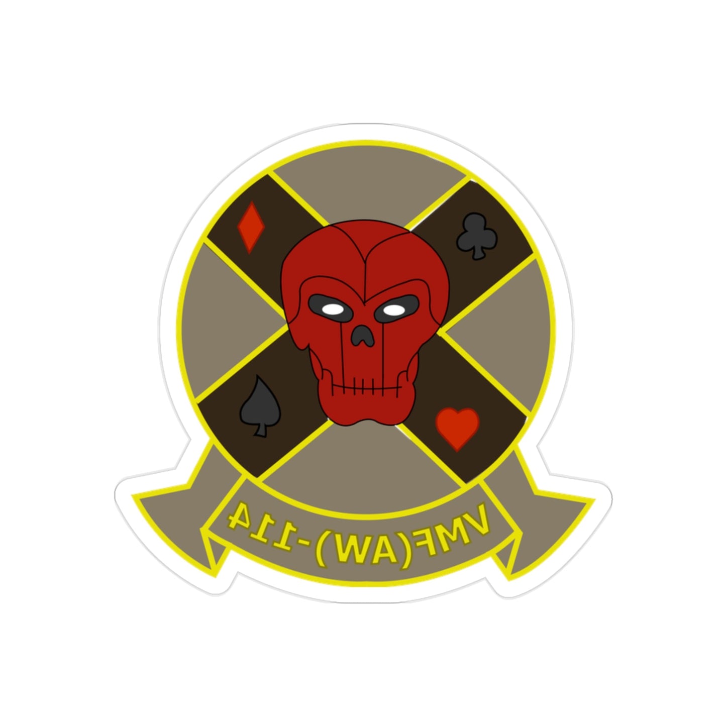 VMFAW 114 Death Dealers (USMC) REVERSE PRINT Transparent STICKER-2" × 2"-The Sticker Space