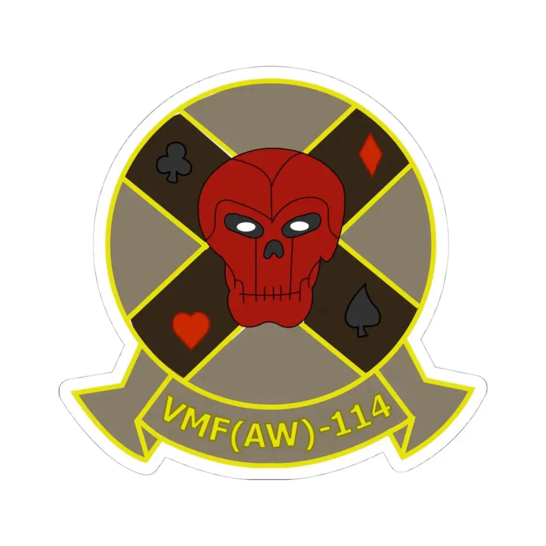 VMFAW 114 Death Dealers (USMC) STICKER Vinyl Kiss-Cut Decal 4 Inch White - The Sticker Space