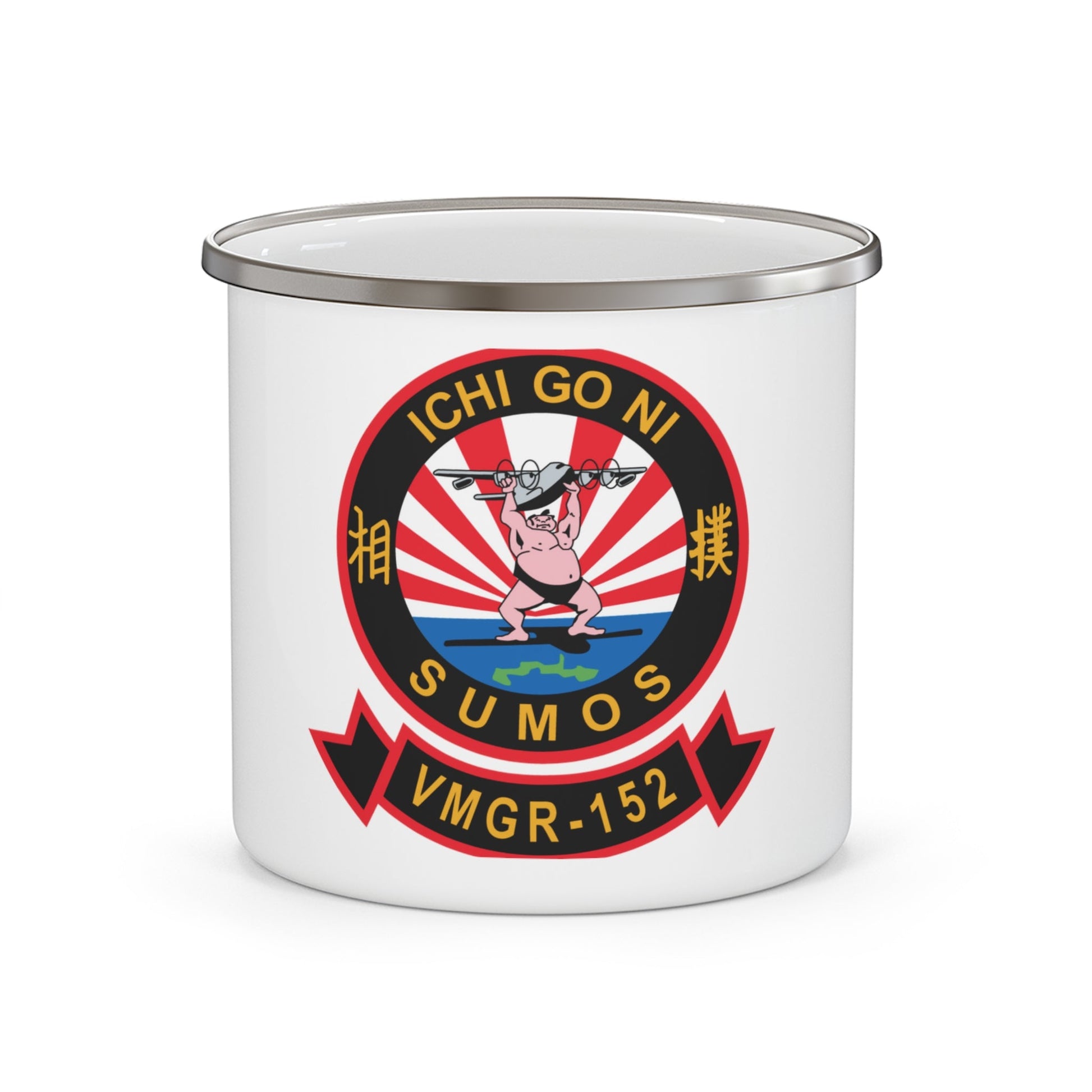 VMGR 152 Sumos ICHI GO NI (U.S. Navy) Enamel Mug 12oz-12oz-The Sticker Space