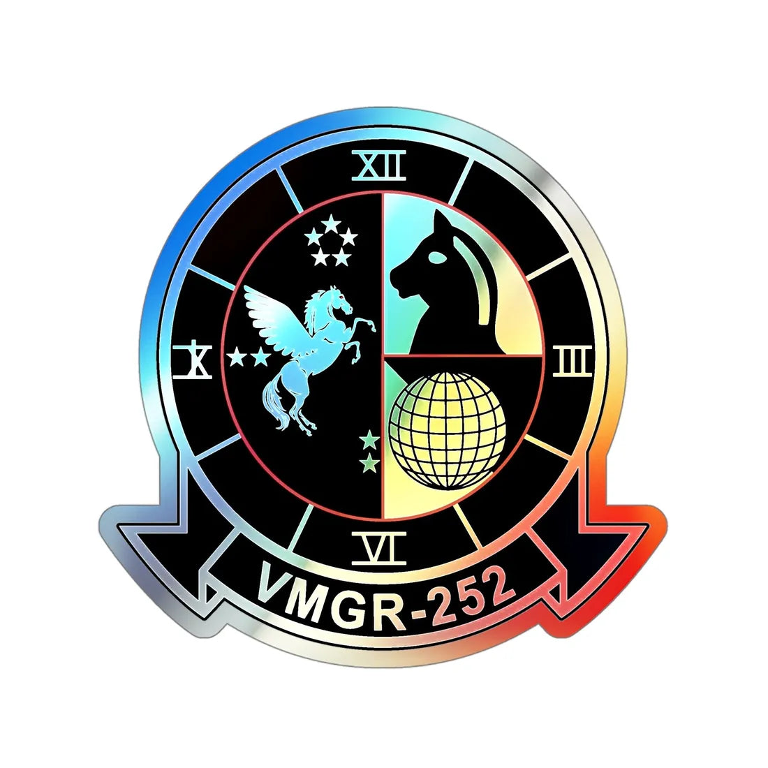 VMGR 252 (USMC) Holographic STICKER Die-Cut Vinyl Decal 4 Inch Holographic - The Sticker Space