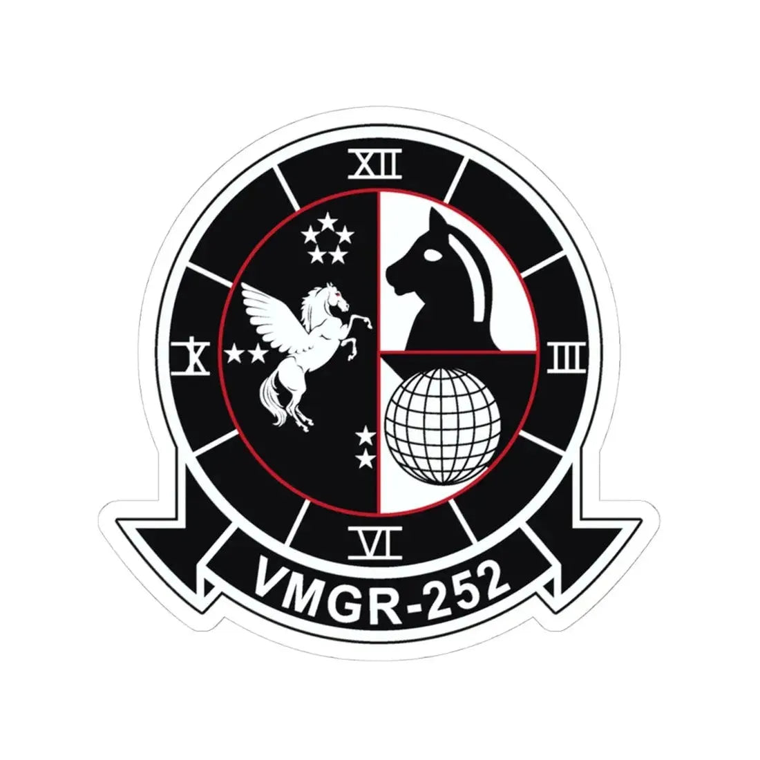 VMGR 252 (USMC) STICKER Vinyl Kiss-Cut Decal 4 Inch White - The Sticker Space