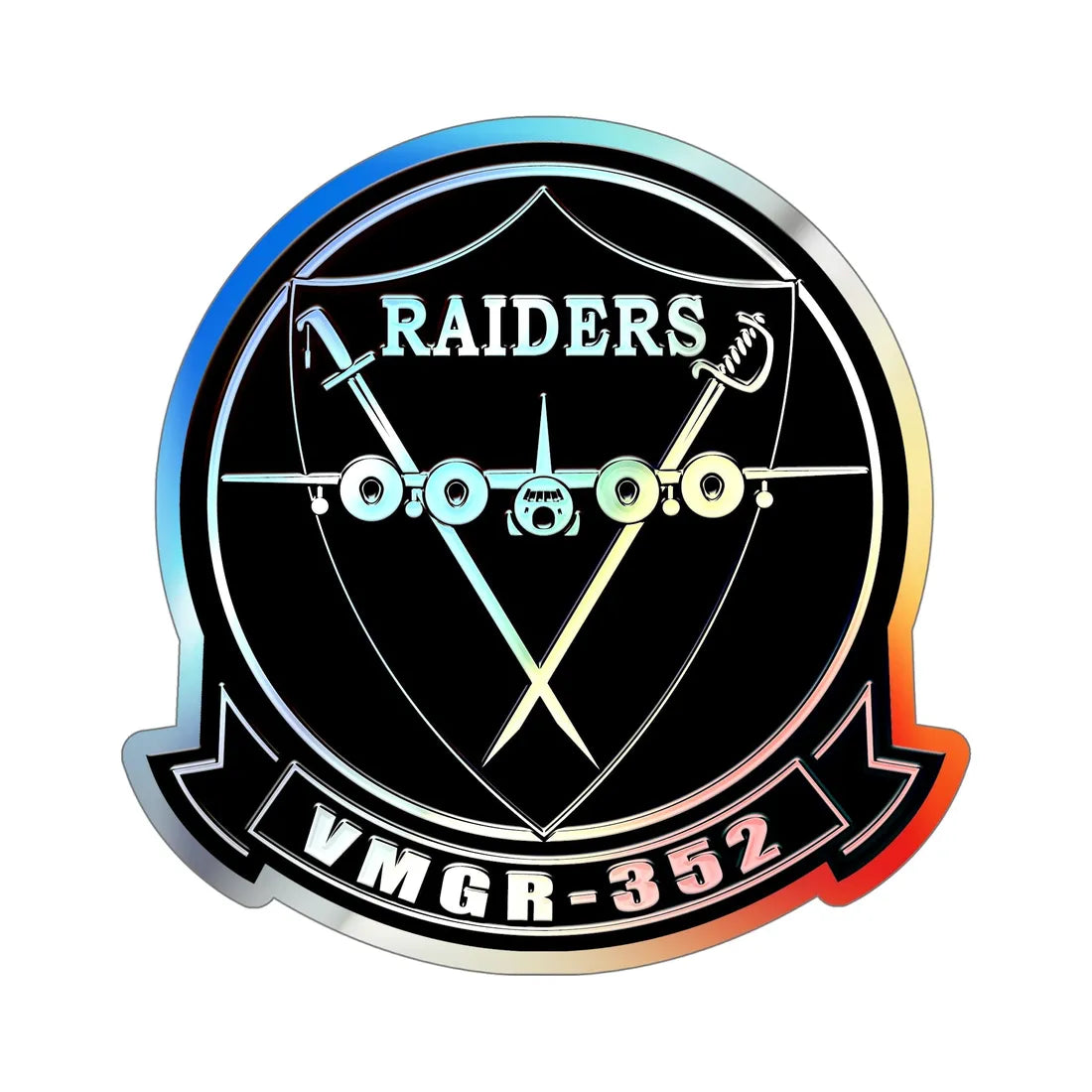 VMGR 352 Raiders (USMC) Holographic STICKER Die-Cut Vinyl Decal 6 Inch Holographic - The Sticker Space