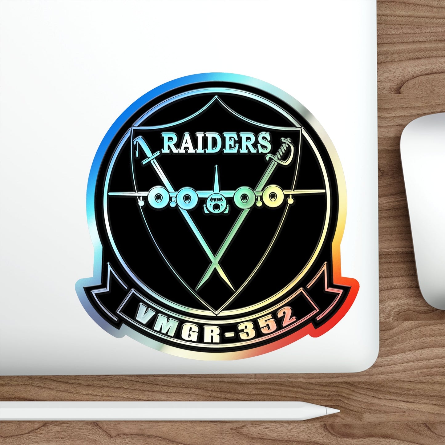 VMGR 352 Raiders (USMC) Holographic STICKER Die-Cut Vinyl Decal-The Sticker Space