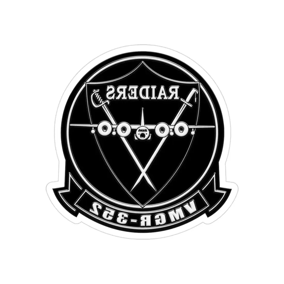 VMGR 352 Raiders (USMC) REVERSE PRINT Transparent Die-Cut STICKER 3 Inch Die-Cut Transparent - The Sticker Space