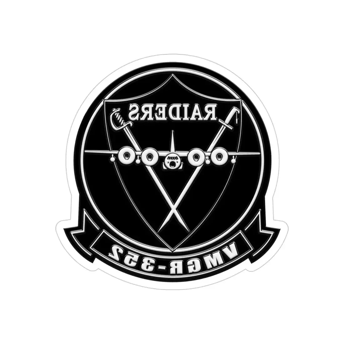 VMGR 352 Raiders (USMC) REVERSE PRINT Transparent Die-Cut STICKER 4 Inch Die-Cut Transparent - The Sticker Space