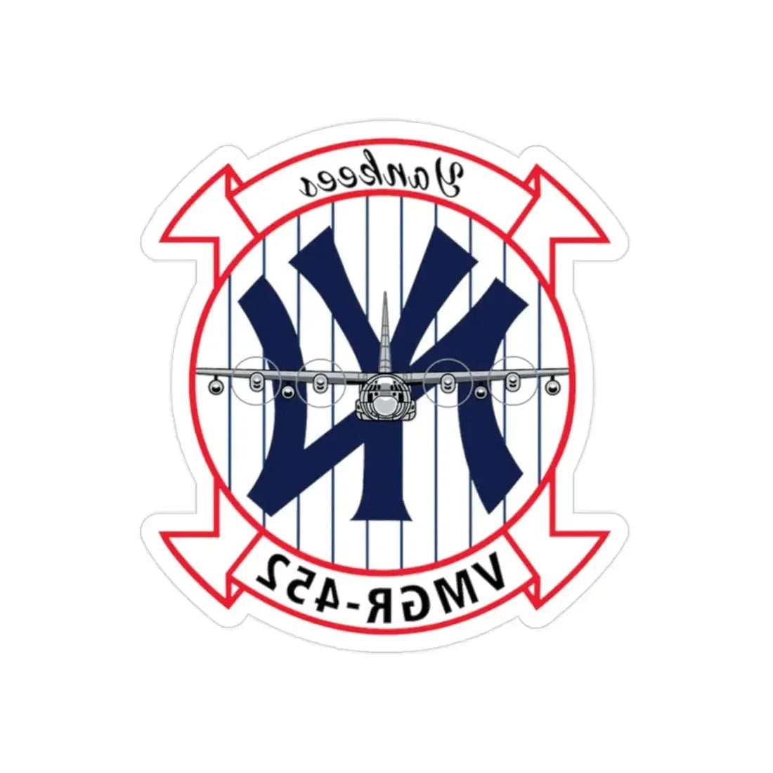 VMGR 452 (USMC) REVERSE PRINT Transparent Die-Cut STICKER 2 Inch Die-Cut Transparent - The Sticker Space