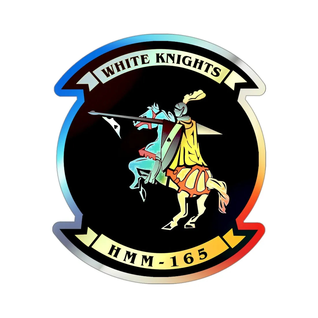 VMM 165 Marine Medium Tiltrotor Squadron 165 White Knights (USMC) Holographic STICKER Die-Cut Vinyl Decal 3 Inch - The Sticker Space