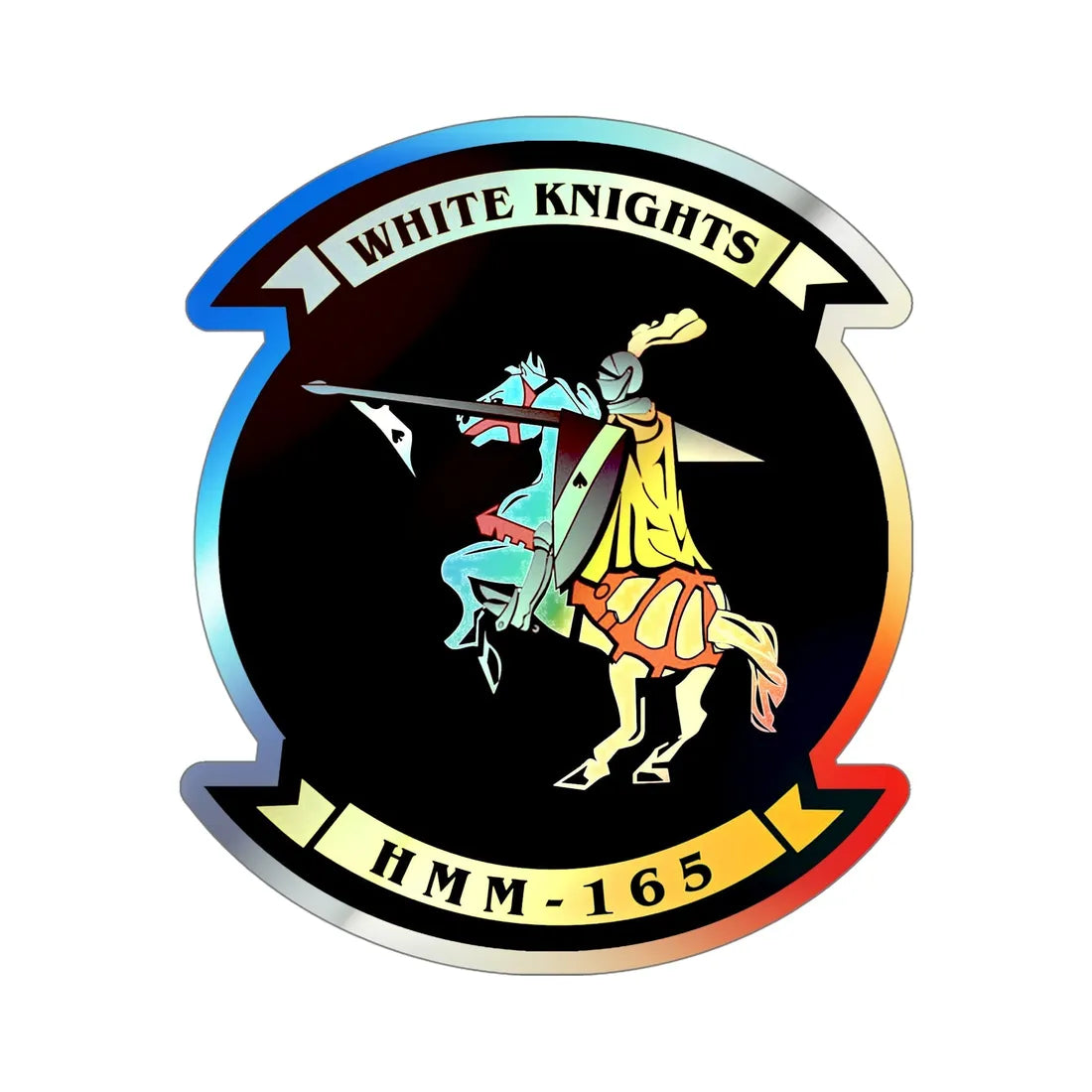 VMM 165 Marine Medium Tiltrotor Squadron 165 White Knights (USMC) Holographic STICKER Die-Cut Vinyl Decal 5 Inch - The Sticker Space